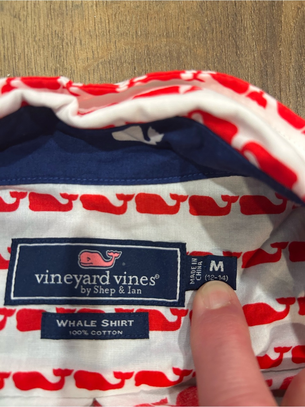 Vineyard Vines Red Whale Print Shirt - Navy Trim
